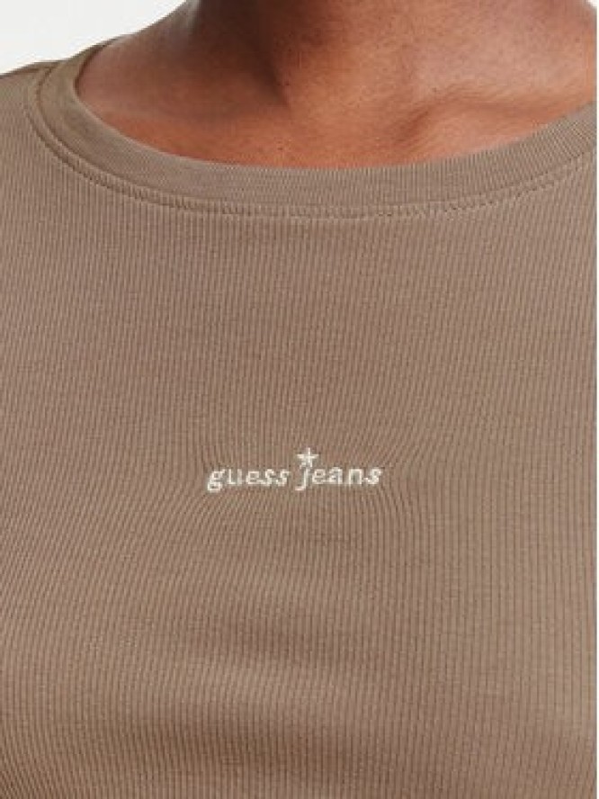 Guess Jeans Bluzka W6YP14 K3821 Beżowy Slim Fit