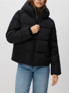 Pikowana kurtka z kapturem - czarny