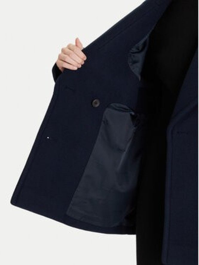 Calvin Klein Płaszcz wełniany LV044D549G Granatowy Relaxed Fit