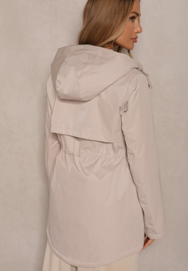 Beżowa Dwustronna Kurtka o Fasonie Parki Tarisen