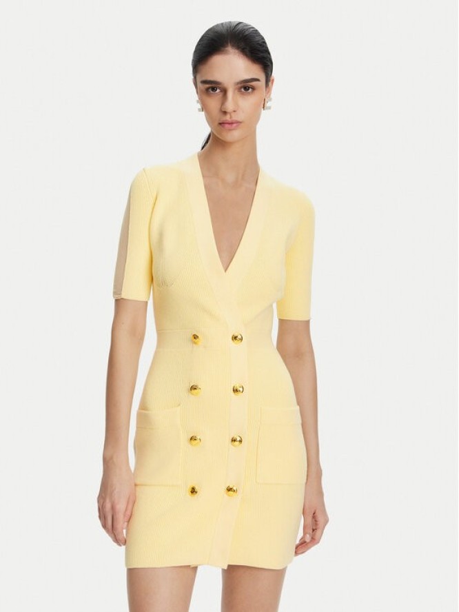 Elisabetta Franchi Sukienka dzianinowa AM-66S-51E2 Żółty Regular Fit