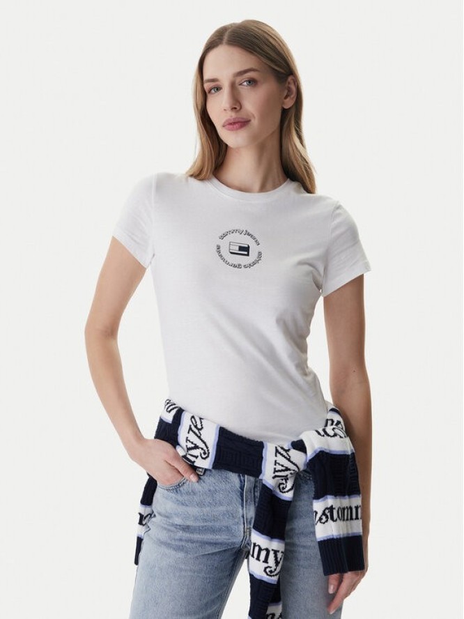 Tommy Jeans T-Shirt DW0DW22273 Biały Slim Fit