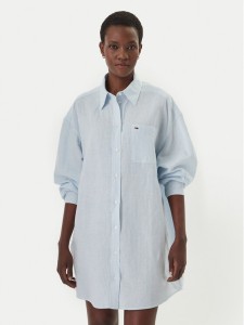 Tommy Jeans Sukienka koszulowa DW0DW22344 Błękitny Relaxed Fit
