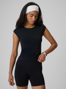 4F T-shirt slim z modalem damski - czarny S