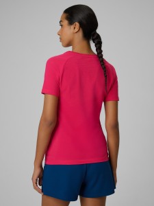 4F T-shirt slim z nadrukiem damski - różowy L
