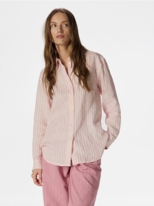 Lniana koszula oversize - pastelowy róż