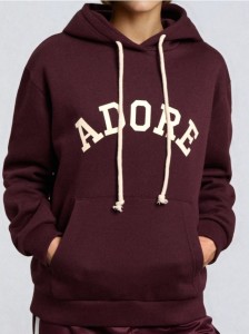 Bluza hoodie z napisem - bordowy