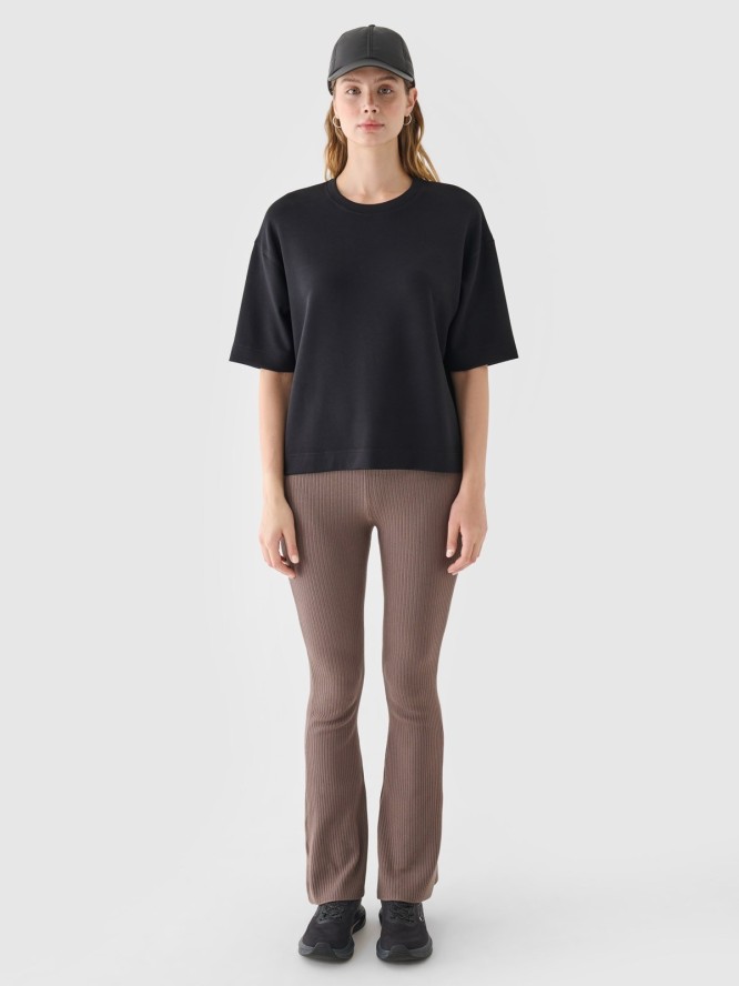 4F T-shirt regular z modalem damski - czarny XS