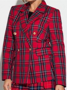 Żakiet w kratę z ozdobnymi guzikami - wielobarwny