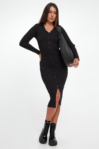 Sukienka prążkowana midi DKNY