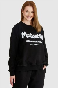 ALEXANDER MCQUEEN Czarna bluza damska z logo, Rozmiar 40