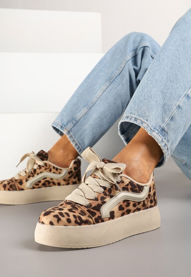 Panterkowe Sneakersy Kultowe Tenisówki na Grubej Podeszwie Nurisora