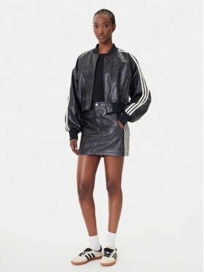 adidas Spódnica z imitacji skóry Pleather KE5034 Czarny Regular Fit