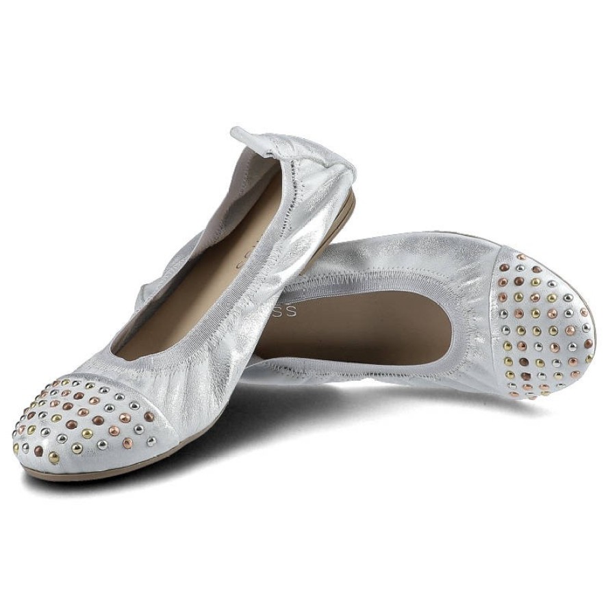 Srebrne Baleriny Damskie Damiss Codzienne Obuwie