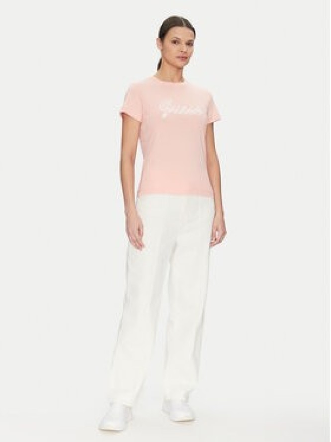 Guess T-Shirt V5GI02 K9RM1 Różowy Slim Fit