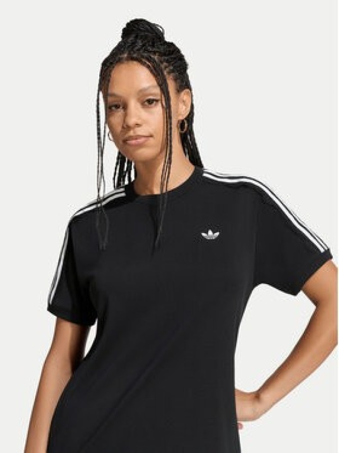 adidas T-Shirt Lace 3 Stripes LG4263 Czarny Regular Fit