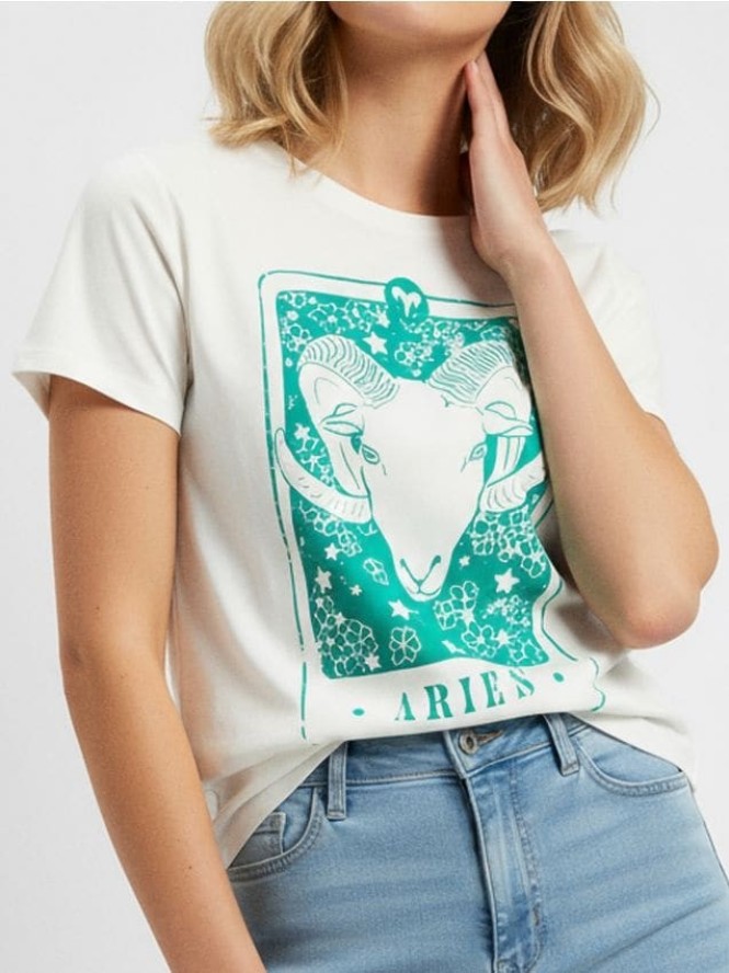 Bawełniana koszulka z nadrukiem - biały