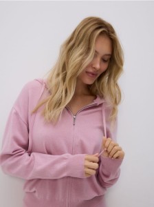 Kardigan z dodatkiem wełny - różowy