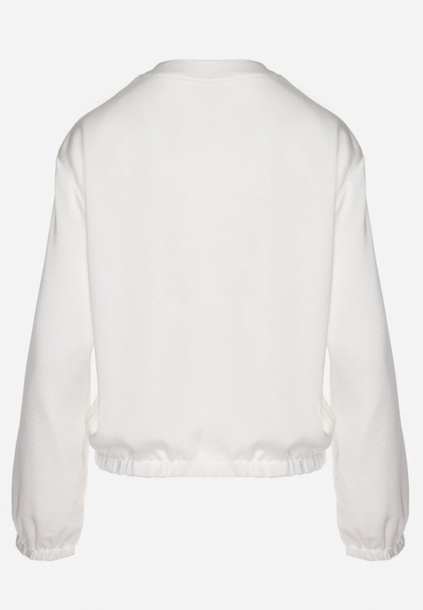 Biała Satynowa Kurtka Bomberka Rozpinana z Wiskozą Evellevia