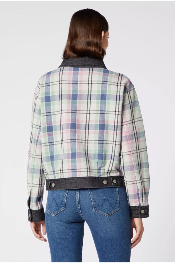 WRANGLER CHECK N DNM JKT DAMSKA KURTKA PRZEJŚCIOWA PARISIAN BLUE W4Q28TX96 112129192
