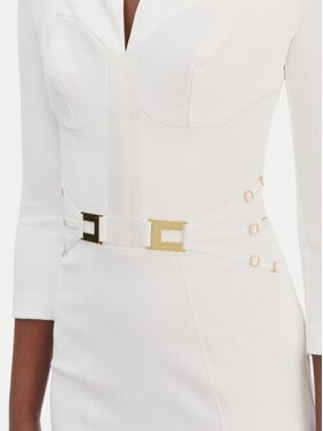 Elisabetta Franchi Sukienka koktajlowa AB-869-61E2-V520 Biały Regular Fit