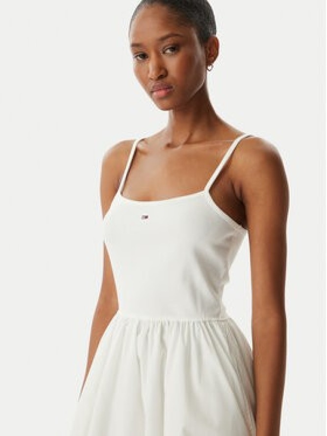 Tommy Jeans Sukienka letnia DW0DW22352 Biały Slim Fit