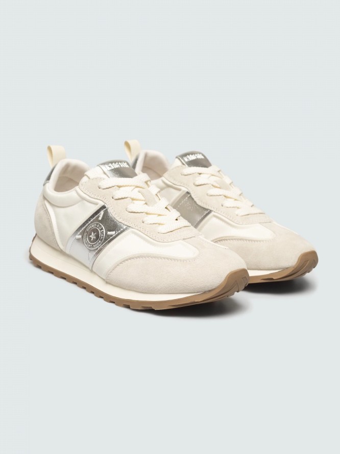 sneakersy damskie z zamszowymi wstawkami białe rr274911 101