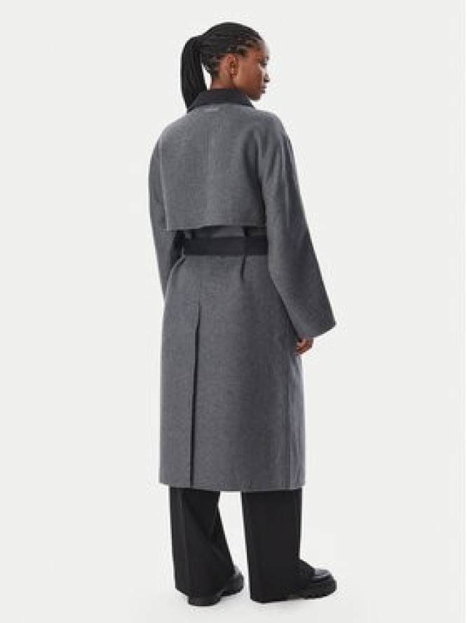Calvin Klein Płaszcz wełniany Long LV044H538G Szary Regular Fit
