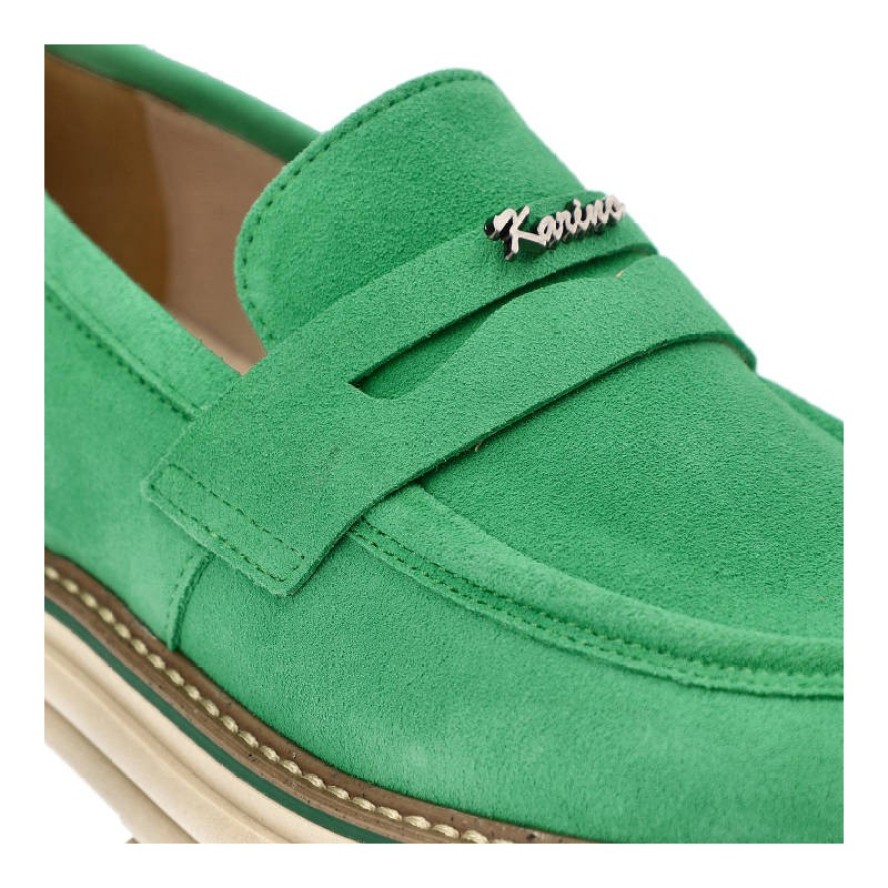 Zielone Półbuty Karino Wygodne Skórzane Buty Damskie