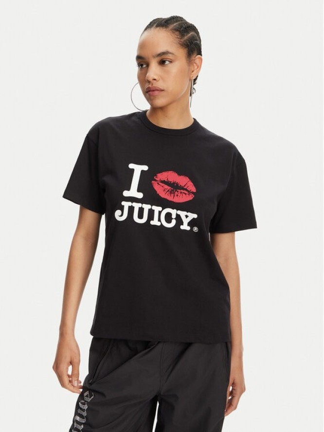 Juicy Couture T-Shirt I Kiss JCWCT125348 Czarny Oversize