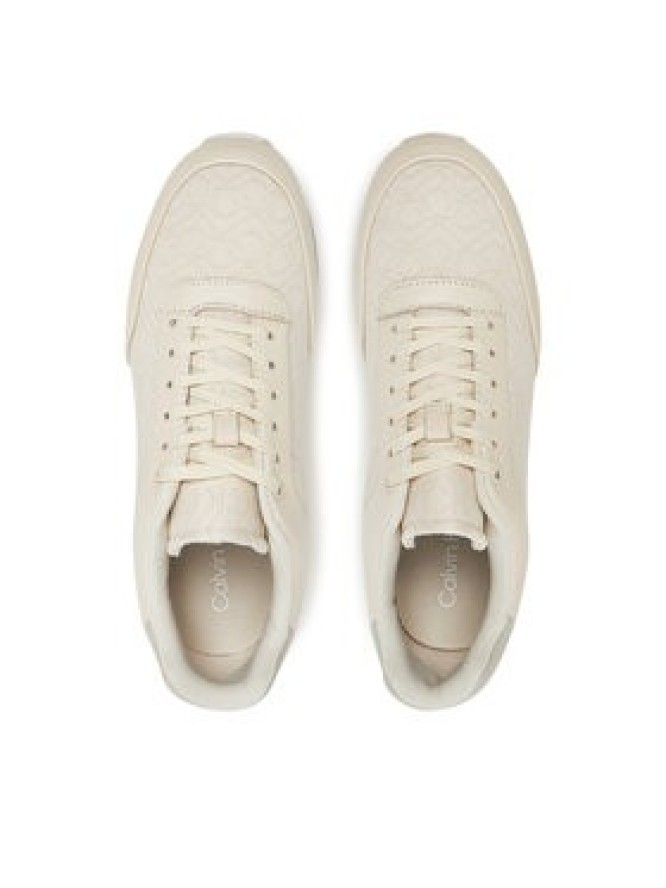 Calvin Klein Sneakersy Runner Lace Up - Jacq HW0HW02413 Écru