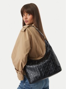 Calvin Klein Torebka Emblem Aop Debossed Medium Shbag LV04F3875G Czarny