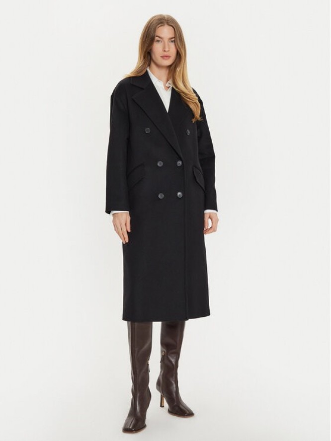 TWINSET Płaszcz wełniany 242TT2203 Czarny Loose Fit