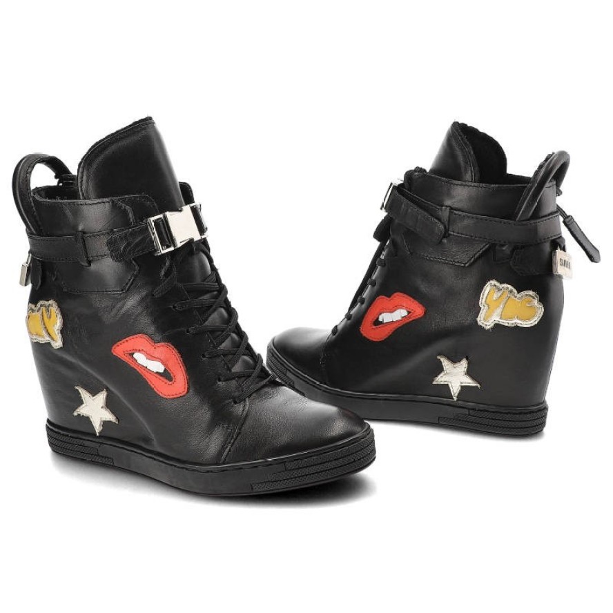 Czarne Sneakersy Simen Ocieplane Skórzane Buty