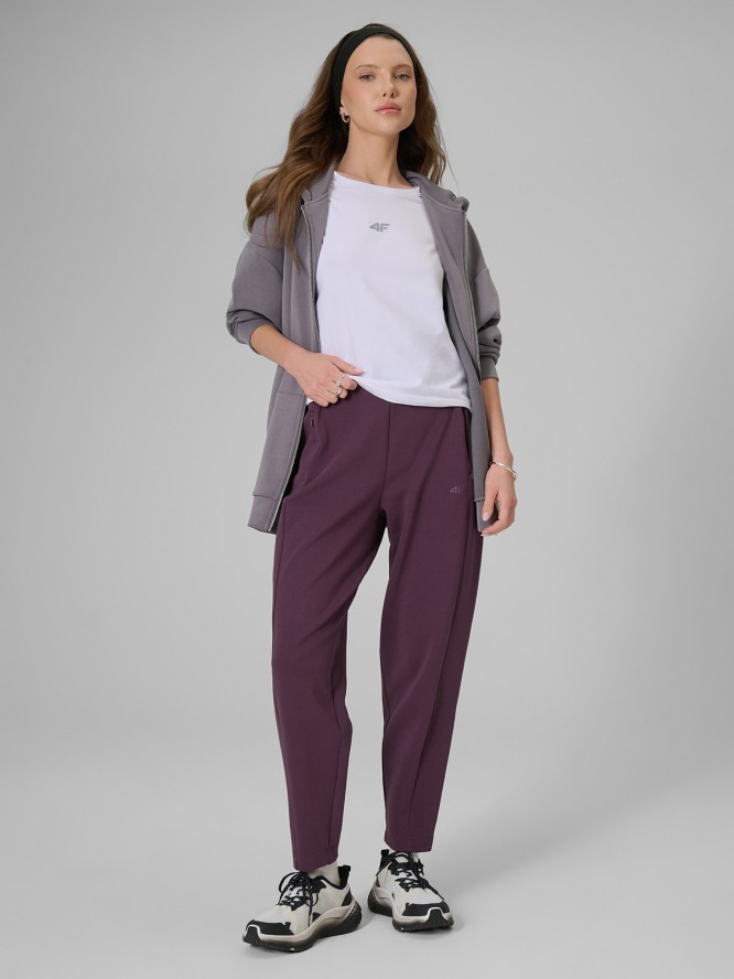 4F T-shirt slim gładki damski - biały XL