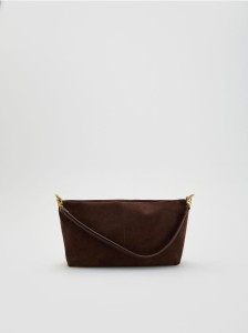 Torebka na ramię z imitacji zamszu - ciemnobrązowy