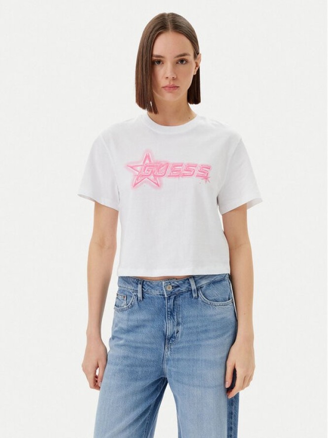 Guess T-Shirt V5GI12 K9RM1 Biały Boxy Fit
