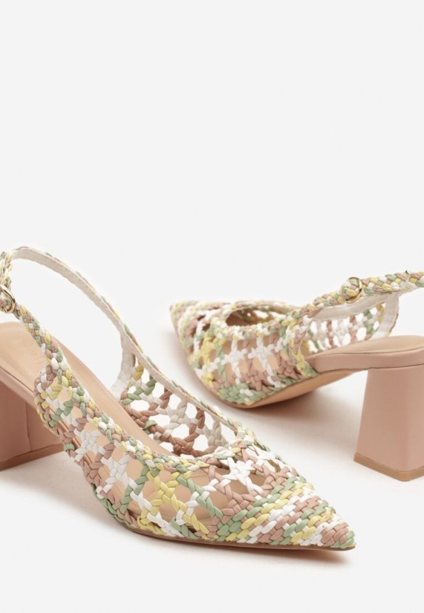 Różowe Sandały Czółenka na Słupku w Szpic bez Pięty Adiakka