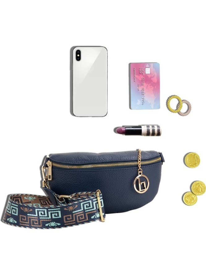 Lia Biassoni Skórzana torebka "Irpino" w kolorze niebieskim - 23 x 12 x 2 cm rozmiar: onesize