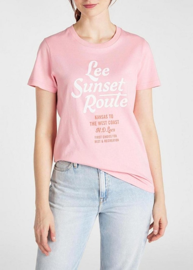 LEE GRAPHIC TEE DAMSKI T-SHIRT KOSZULKA NADRUK REGULAT FIT LA PINK L41AEPNL 112108857
