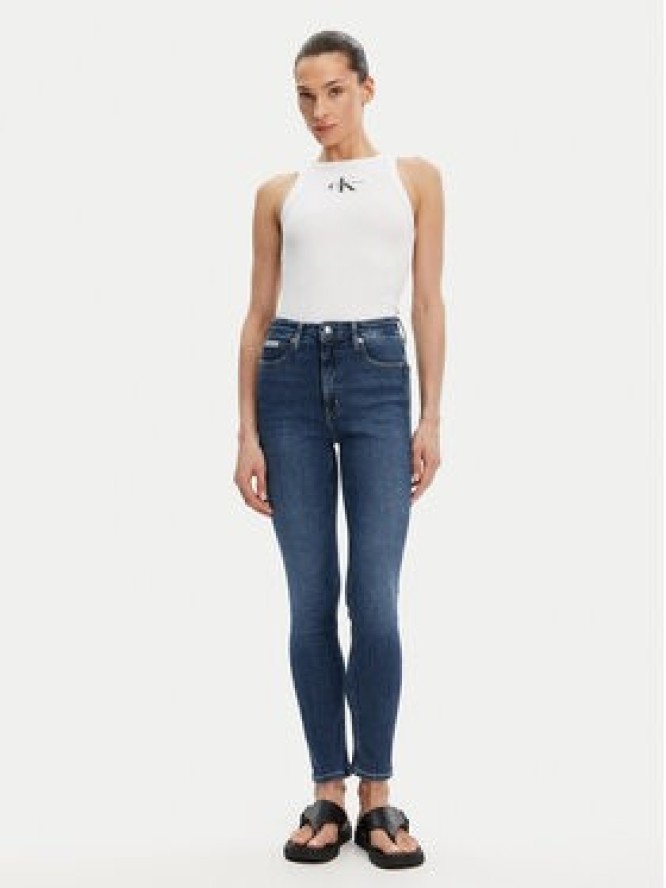 Calvin Klein Jeans Top Monologo J20J225301 Biały Slim Fit