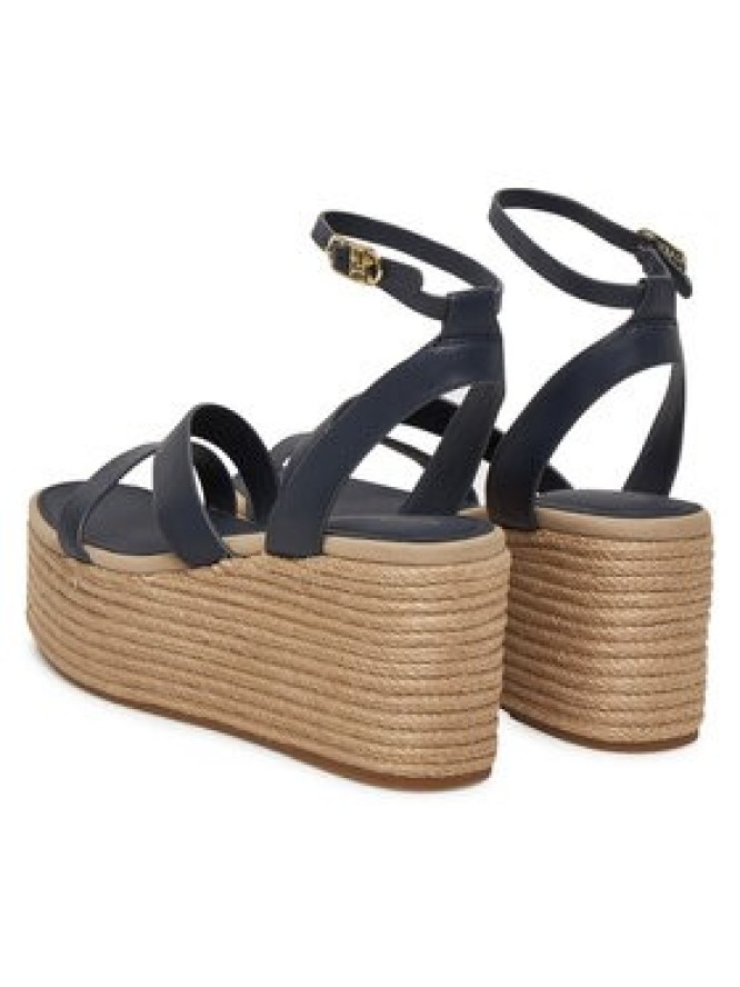 Tommy Hilfiger Espadryle Ankle Strap Leather Platform FW0FW08497 Granatowy