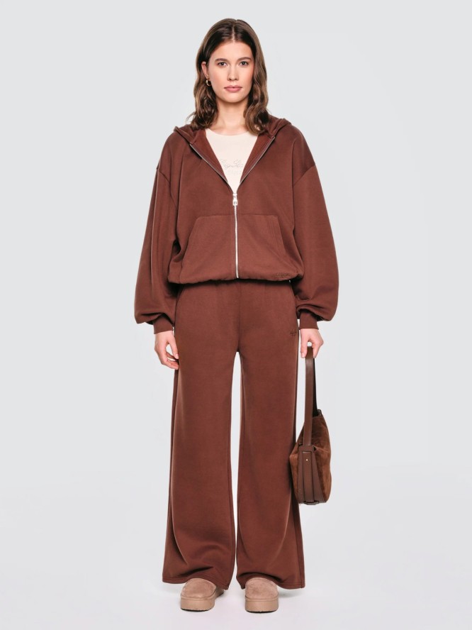 Bluza damska rozpinana z kapturem brązowa Marta 804