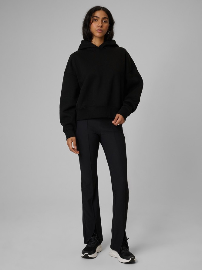 4F Bluza dresowa regular z kapturem damska - czarna M