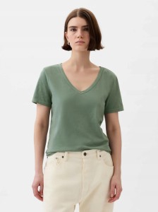 T-SHIRT DAMSKI KOSZULKA 1 BAWEŁNA GAP VINTAGE OLIWKOWY