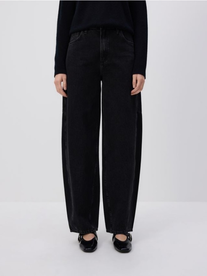Jeansy barrel leg - czarny