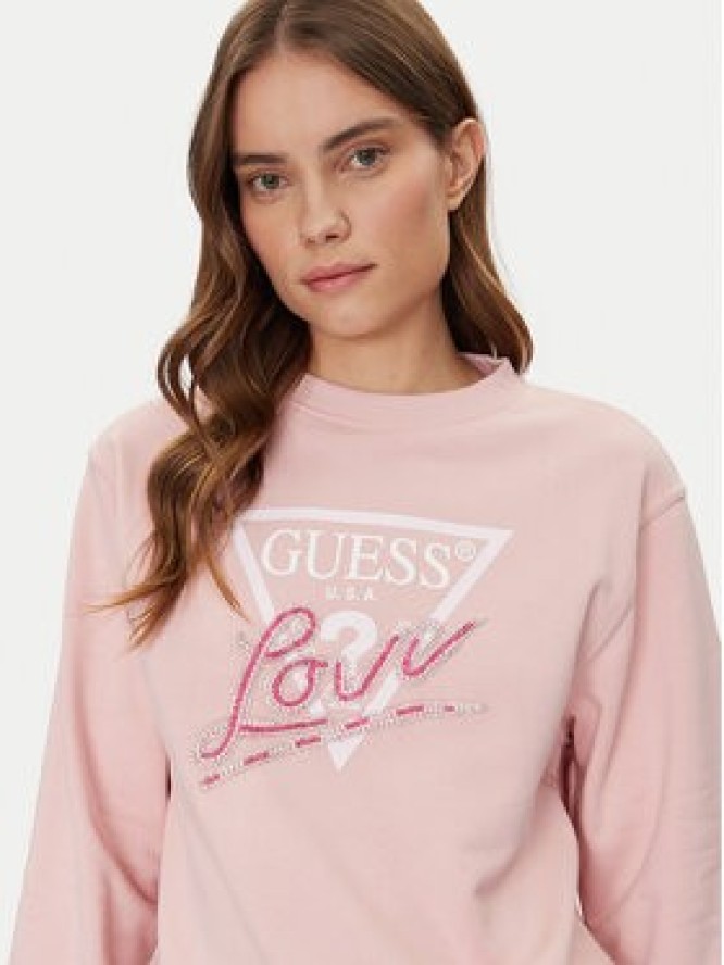 Guess Bluza W5GQ05 KB683 Różowy Regular Fit
