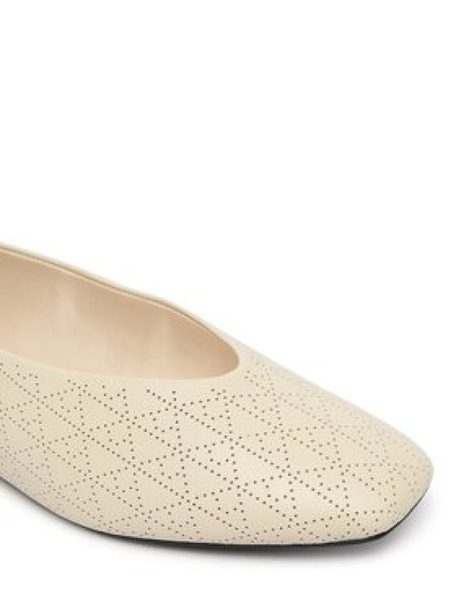 Calvin Klein Baleriny Square Ballerina Aop Lth HW0HW02936 Beżowy