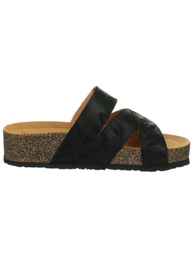 Think! Skórzane klapki "Papu" w kolorze czarnym rozmiar: 39