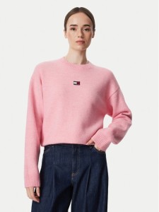 Tommy Jeans Sweter Fluffy Badge DW0DW23831 Różowy jasny Regular Fit